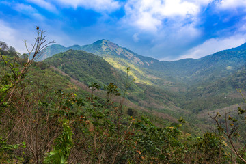 Siruvani hills and with clouds, view from at palakkayam Siruvani road