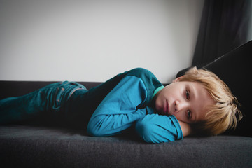stressed tired and exhausted kid at home, teenager problems