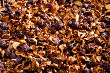 Full frame mixed dried fruits