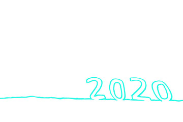 Illustration of 2020 like writing by hand.  手書きで書いたような質感を持つ2020のイラスト