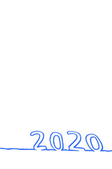 Illustration of 2020 like writing by hand.  手書きで書いたような質感を持つ2020のイラスト