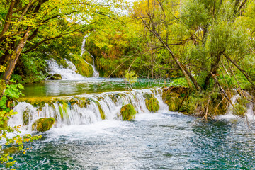 Small waterfall in Plitvice Lakes National Park, Croatia