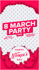 happy women's day, 8 march flyer card.