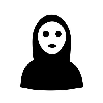 Muslim woman and female is wearing hijab, nicab, burka and veil - covering clothes to hide head. Traditional clothing by islamic tradition, culture and religion. Vector illustration.