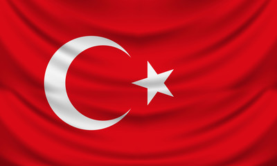 National flag of Turkey illustration, Wrinkled fabric effect