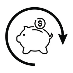 Return on investment icon bank pig
