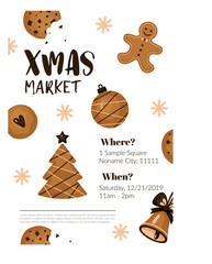 Christmas market poster with cookies