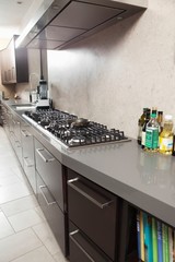Commercial Kitchen With Stove And Drawers