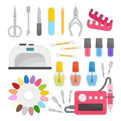 Vector set of equipment for manicure. Beauty salon icon set.