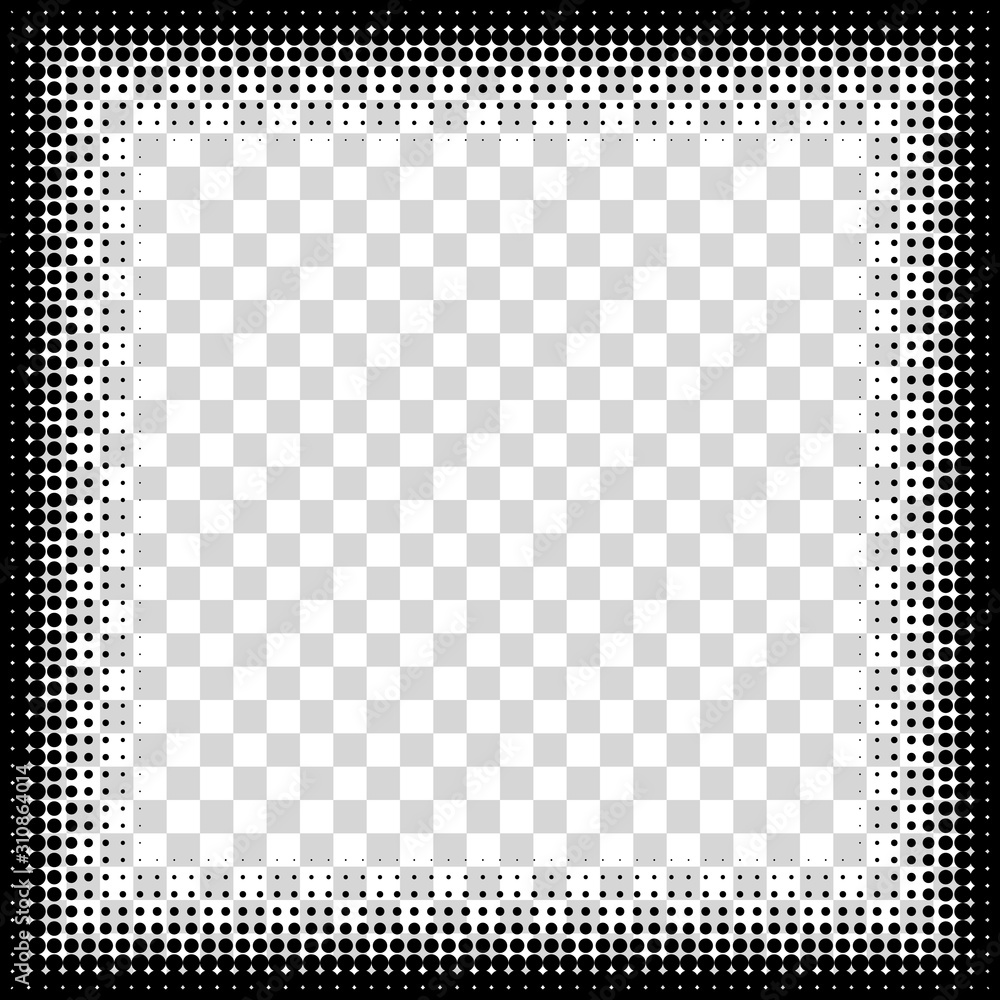 Poster photo frame, square halftone. vector frame of points. decorative overlay element. isolated backgroun