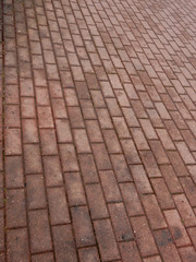 pavement of red paving stones backdrop