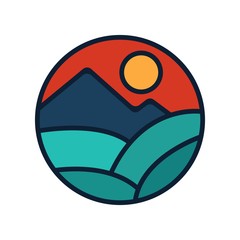 simple logo badge beach design, for t-shirt prints, patches, emblems, posters, badges and labels and other uses