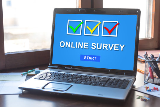 Online survey concept on a laptop screen