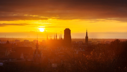 Fototapeta premium Amazing sunrise over the Gdansk city in Poland