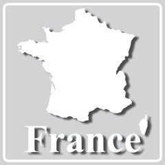 gray icon with white silhouette of a map France