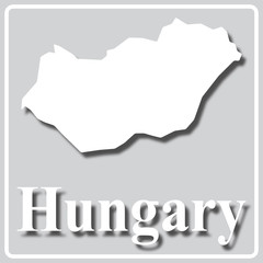 gray icon with white silhouette of a map Hungary