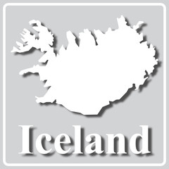 gray icon with white silhouette of a map Iceland