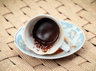 traditional turkish coffee fortune, the shape of coffee grounds in the cup gives news from the future