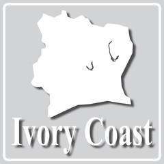 gray icon with white silhouette of a map Ivory Coast