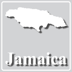 gray icon with white silhouette of a map Jamaica