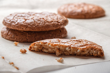 four cookies on the  bakery paper