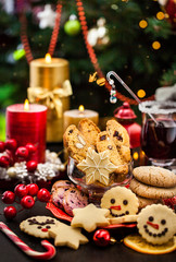 Various Chrismtas cookies, Holiday concept