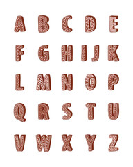 Children's font Gingerbread.  Set of letters for inscriptions. Vector illustration of an alphabet.
