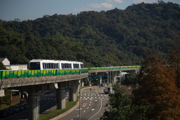 Taipei, Exterior view of Dahu Park metro station on DEC, 2018 at Taipei, Taiwan