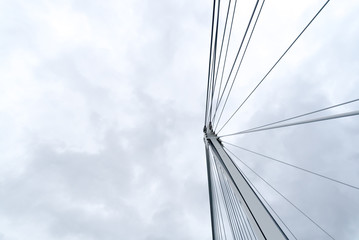 minimal detail of modern steel suspension bridge