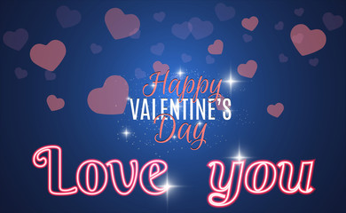 Happy Valentine's Day vector illustration on a beautiful background with beautiful hearts.
