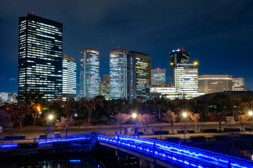 Fototapeta na wymiar 大阪ビジネスパーク 夜景 大阪城公園から