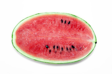 Top view Slice of red watermelon isolated on white background.