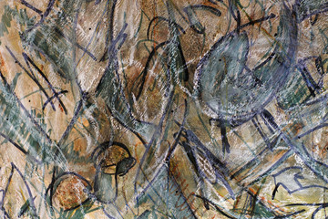 Sweeping lines on a faded background. Chaotic sketch in soft colors. Imitation of abstract...
