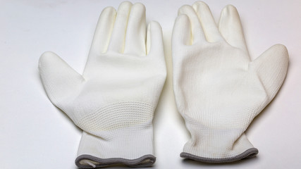 Hand protection, safety gloves PPE (Personal Protective Equipment). Isolated on white background with clipping path.