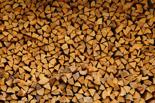 Pile of wood cut for fireplace