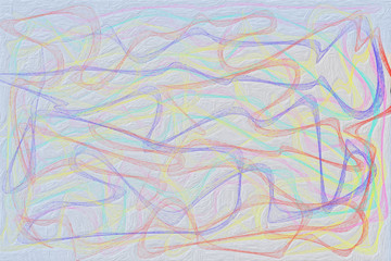 Fototapeta na wymiar Illustration of multicolored lines on a textured white background. Chaotic multicolor lines.