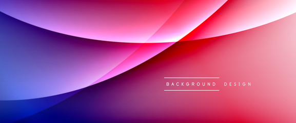 Wave liquid style lines with shadows and light on gradient background. Trendy simple fluid color gradient abstract background with dynamic straight shadow line effect