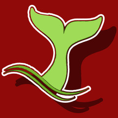 paper sticker on theme Save whales tail of a whale