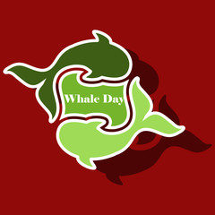 paper sticker on theme Save whales . Whale family