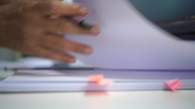Businessman holding stack files folders of document and paperwork financial from storage archive in binders office desk for study, business administration management information concept. 4k