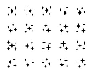 set of sparkling icons, celebration, decoration, star, light, twinkle
