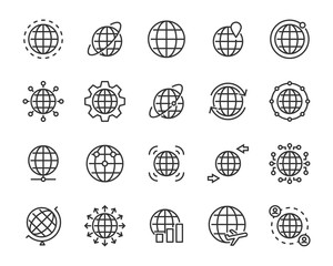 set of world icons, global, globe, network