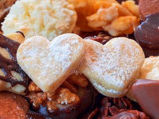 Self made Christmas cookies from Germany in top view