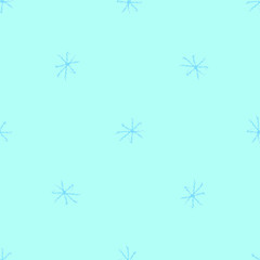 Hand Drawn blue Snowflakes Christmas Seamless Patt