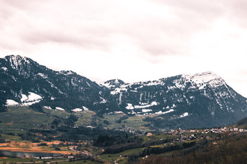 Fototapeta premium Aerial View Of Mountains, Switzerland.
