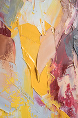 Painting in multicolored tones. Conceptual abstract painting of a couple wolves. Closeup of a painting by oil and palette knife on canvas.