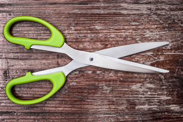 scissors. scissors on a wooden background.