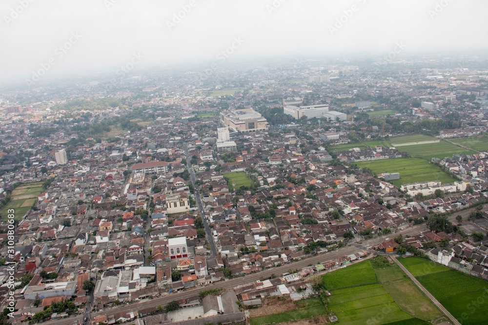 Wall mural yogyakarta city view, aerial photography