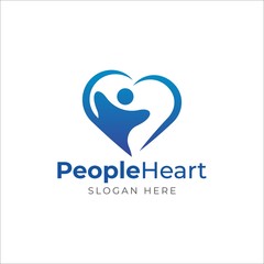 people heart vector logo design template