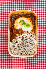 cod fish sauce virgin rice and red quinoa